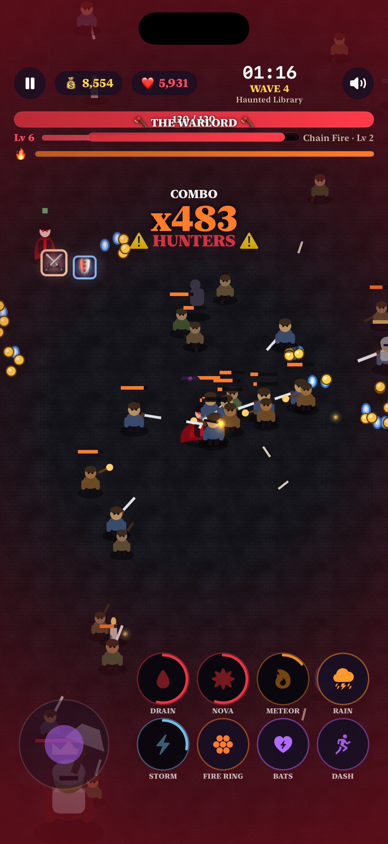 Rage and Dracula mode in Vampire Survival